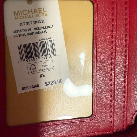 Micheal by Michael Kors NWT VIBRANT Red Studded Leather Wristlet Wallet! - Picture 3 of 8